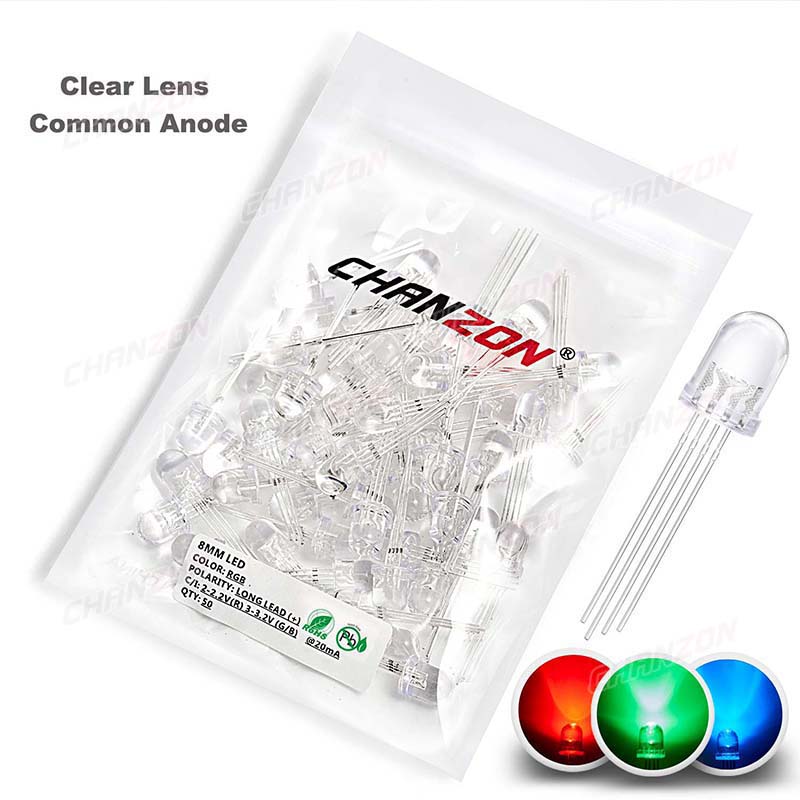 50pcs 8mm RGB LED Emitting Dio - Hobby Is Science review and price